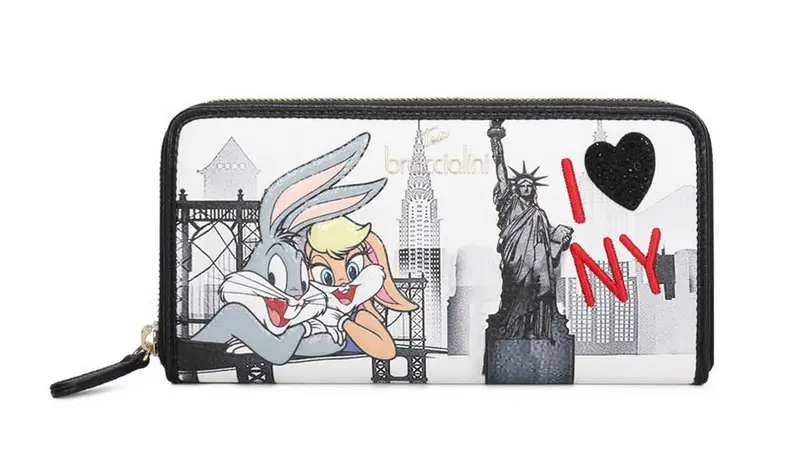 Portafoglio donna Braccialini Cartoline Looney Tunes New York