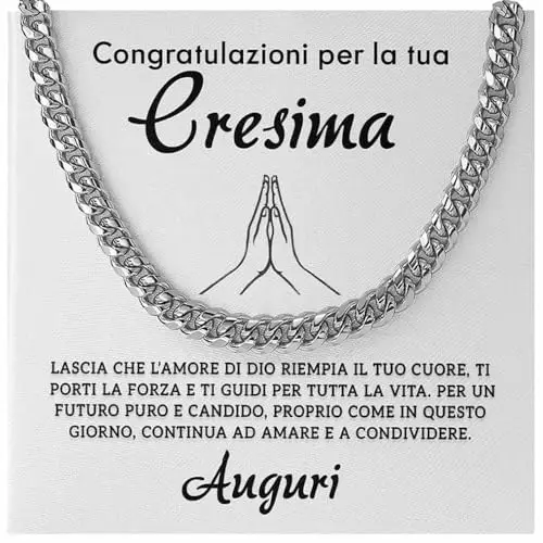Bramart Regalo Prima Comunione Uomo Collana Cubana in Acciaio Inox Lucidato di Altissima qualità Idea Regalo per lui