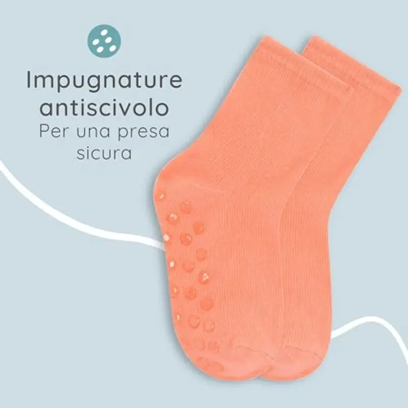 Bramble & Bear confezione da 6/12 Calzini unisex per bambini, Calzini antiscivolo con struttura in morbido cotone, Blu miniatura 3