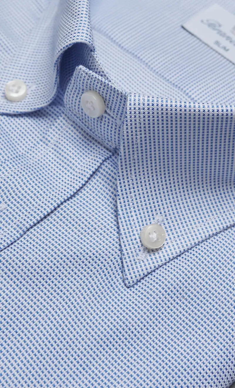 Camicia brancaccio a fantasia button down, colore celeste miniatura 2