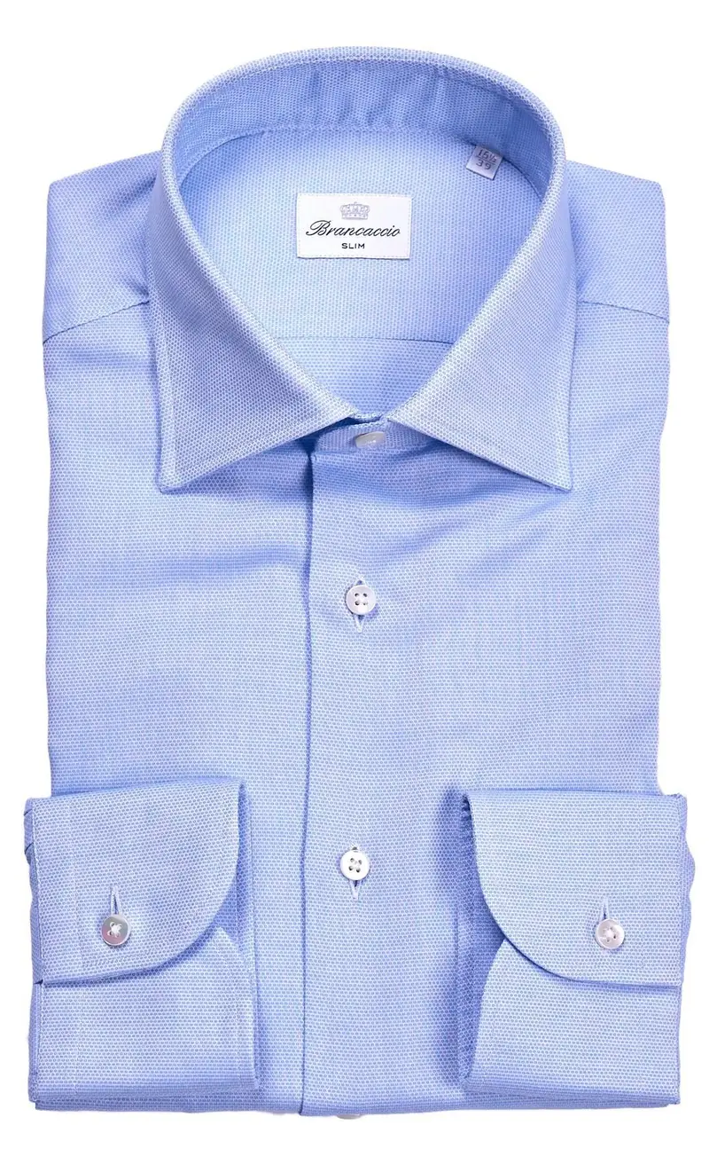 Camicia brancaccio a fantasia collo italiano celeste, colore celeste