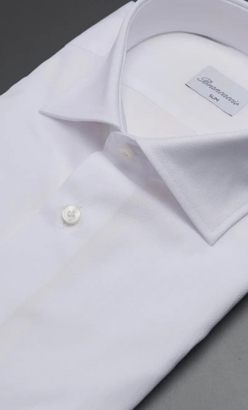 Camicia brancaccio bianca operata collo giò slim fit, colore bianco miniatura 2