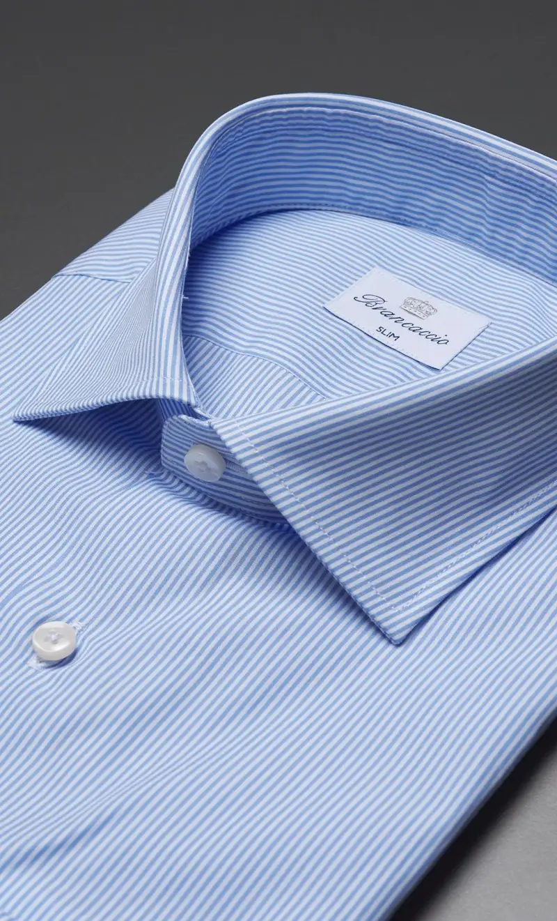 Camicia brancaccio collo giò rigata slim fit celeste, colore celeste miniatura 2