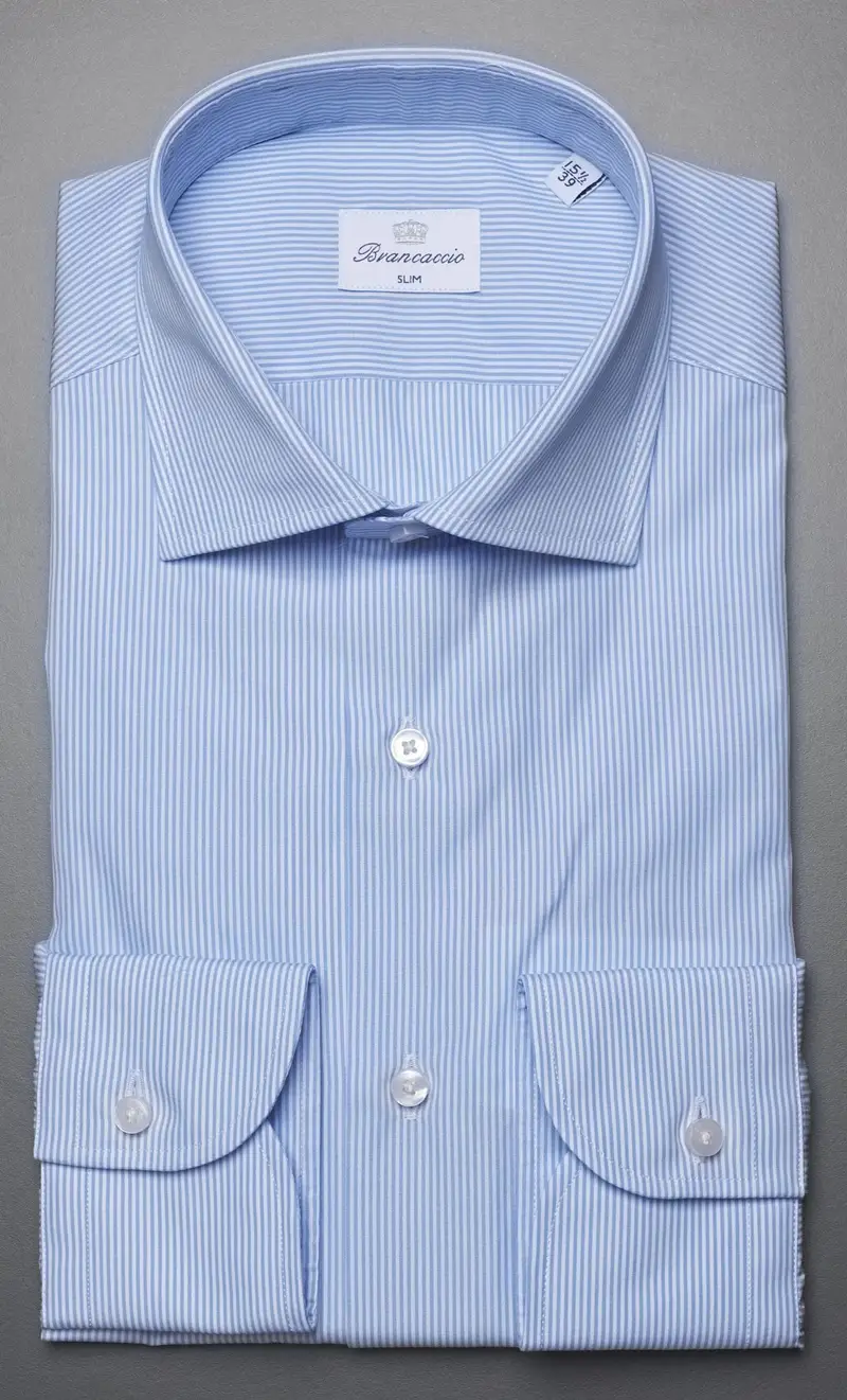Camicia brancaccio collo giò rigata slim fit celeste, colore celeste