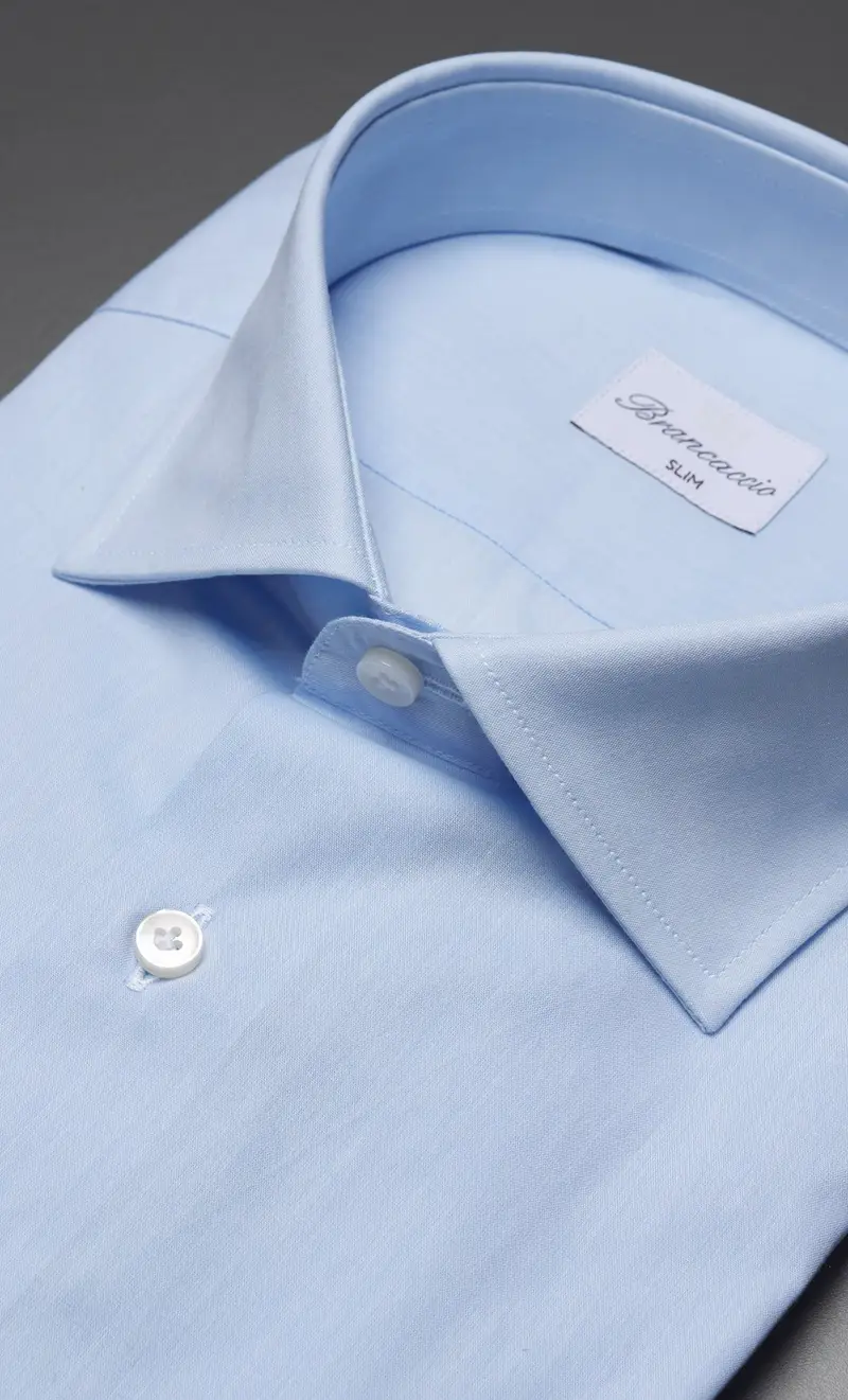 Camicia brancaccio collo giò tinta unita celeste, colore celeste miniatura 2