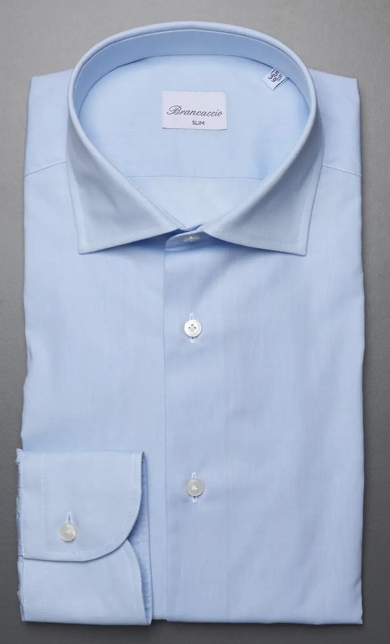 Camicia brancaccio collo giò tinta unita celeste, colore celeste