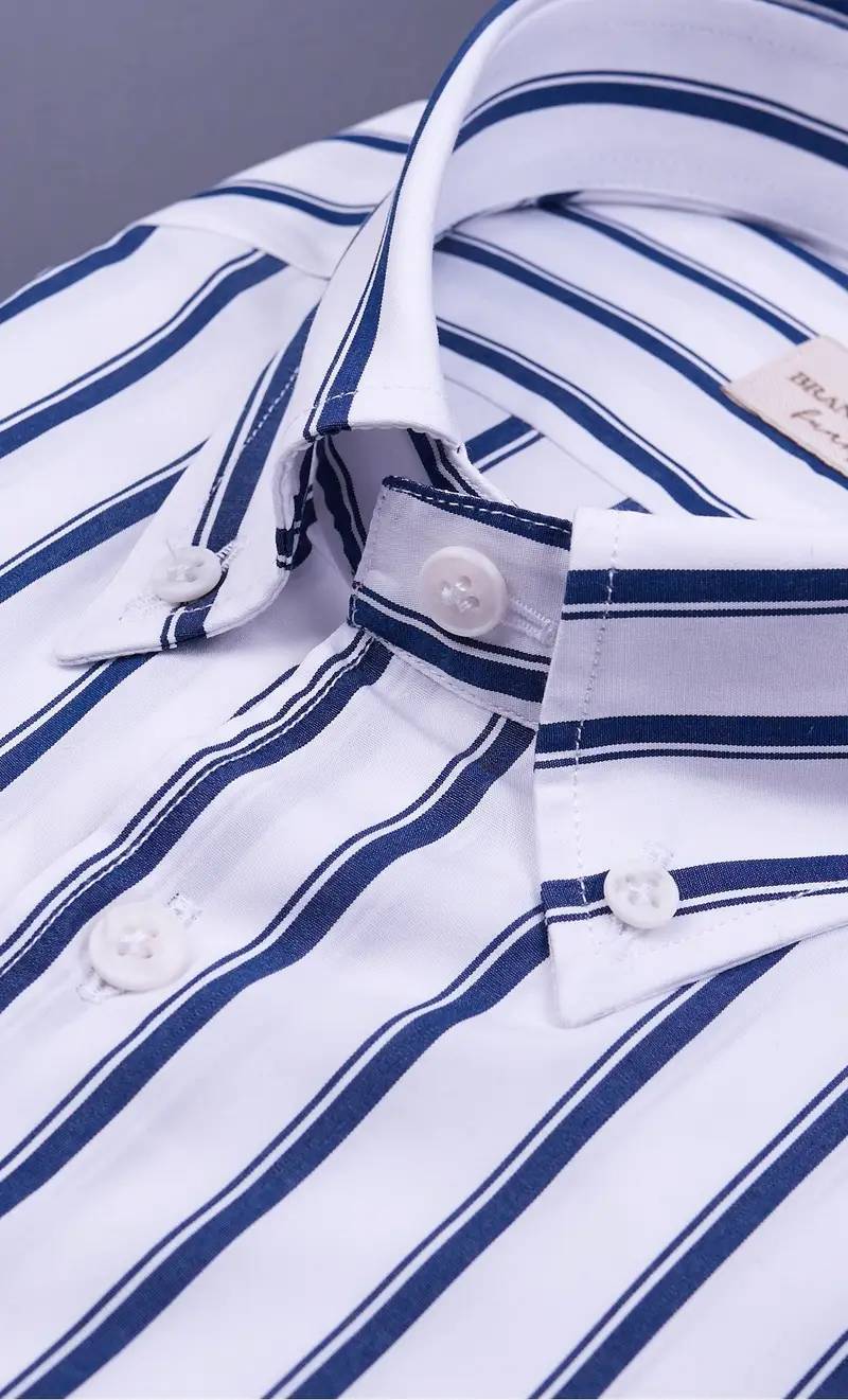 Camicia brancaccio doppia riga slim fit button down, colore blu miniatura 2