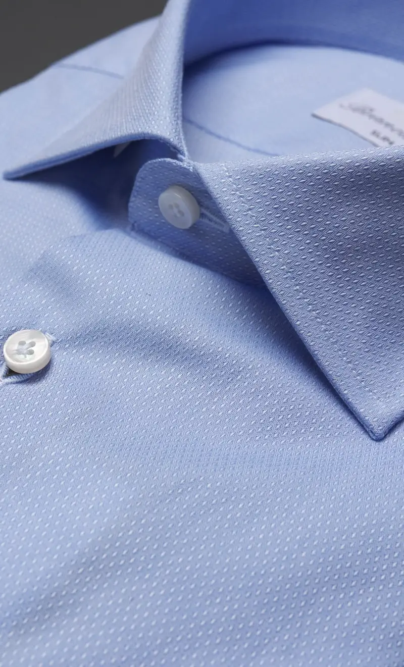 Camicia brancaccio microfantasia collo giò celeste, colore celeste miniatura 2