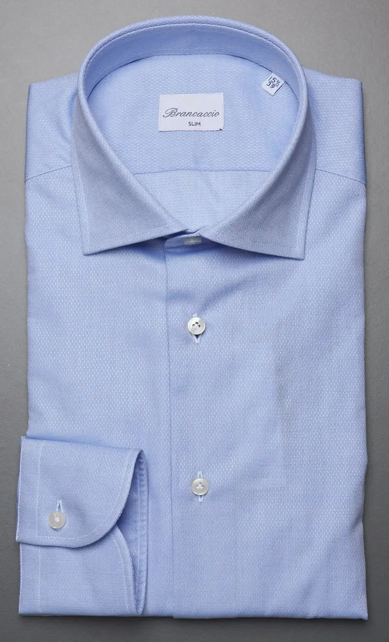 Camicia brancaccio microfantasia collo giò celeste, colore celeste