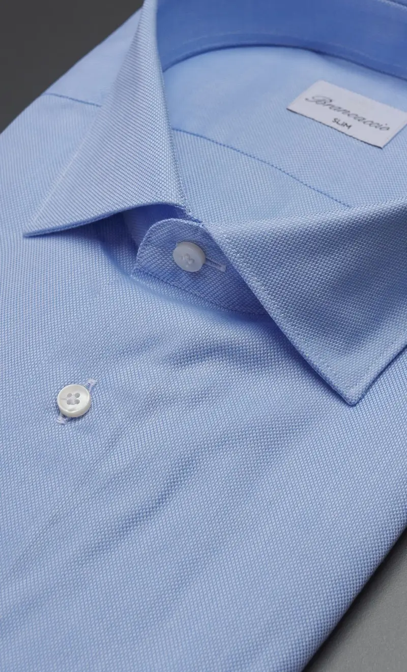 Camicia brancaccio microfantasia slim, colore azzurro miniatura 2