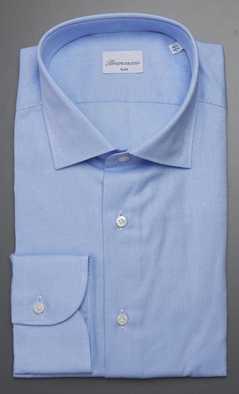 Camicia brancaccio microfantasia slim, colore azzurro