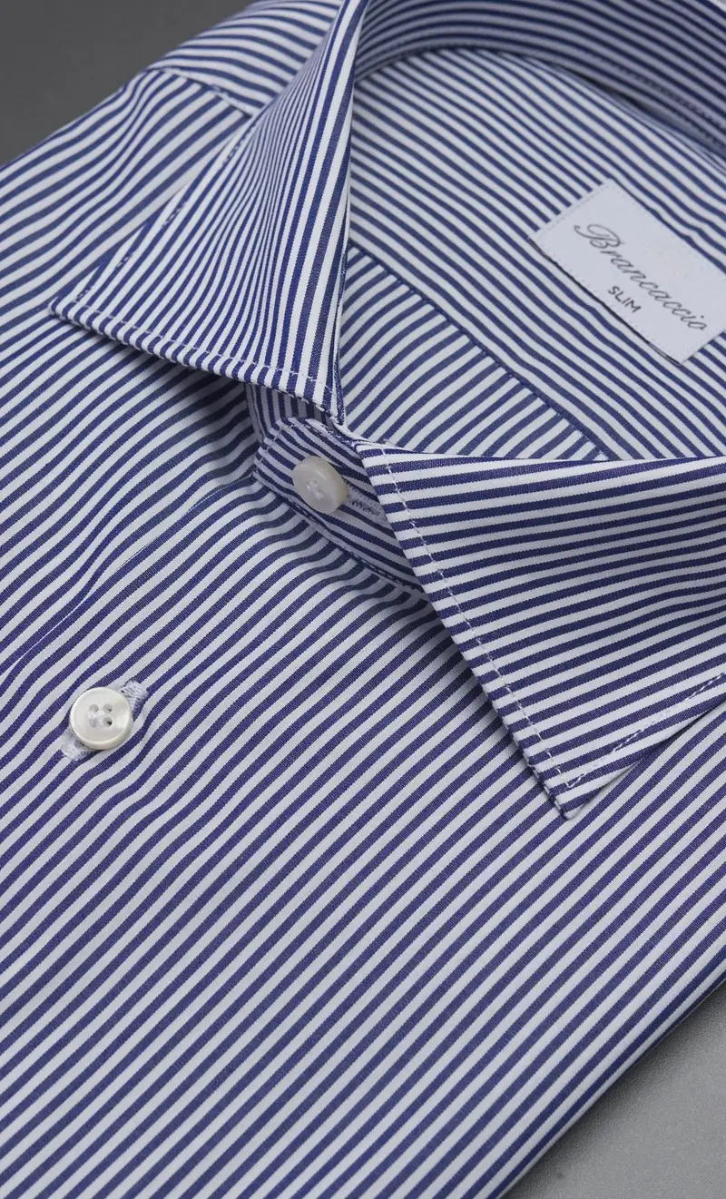 Camicia brancaccio riga stretta slim, colore blu miniatura 2