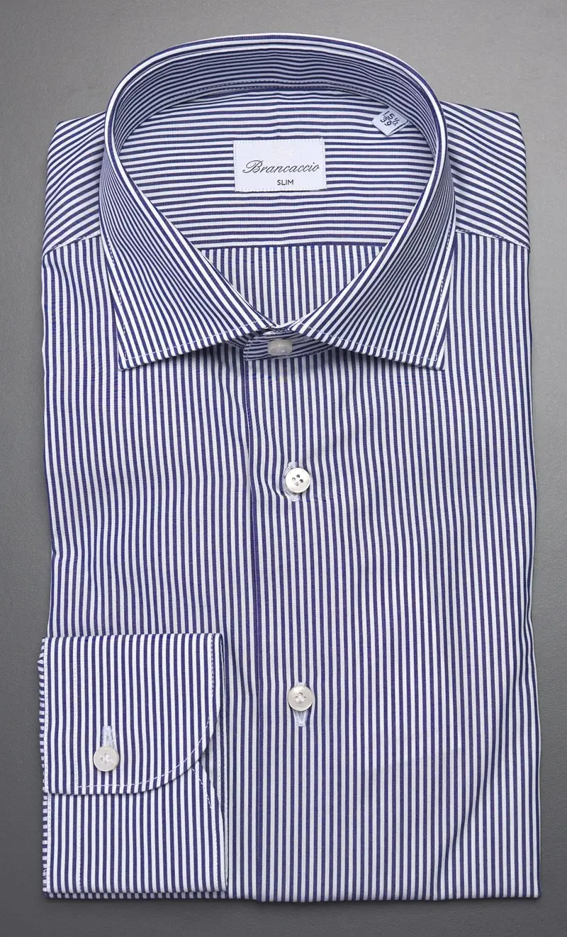 Camicia brancaccio riga stretta slim, colore blu