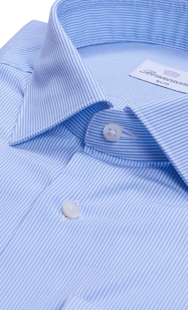 Camicia brancaccio rigata celeste collo italiano gio , colore celeste miniatura 2