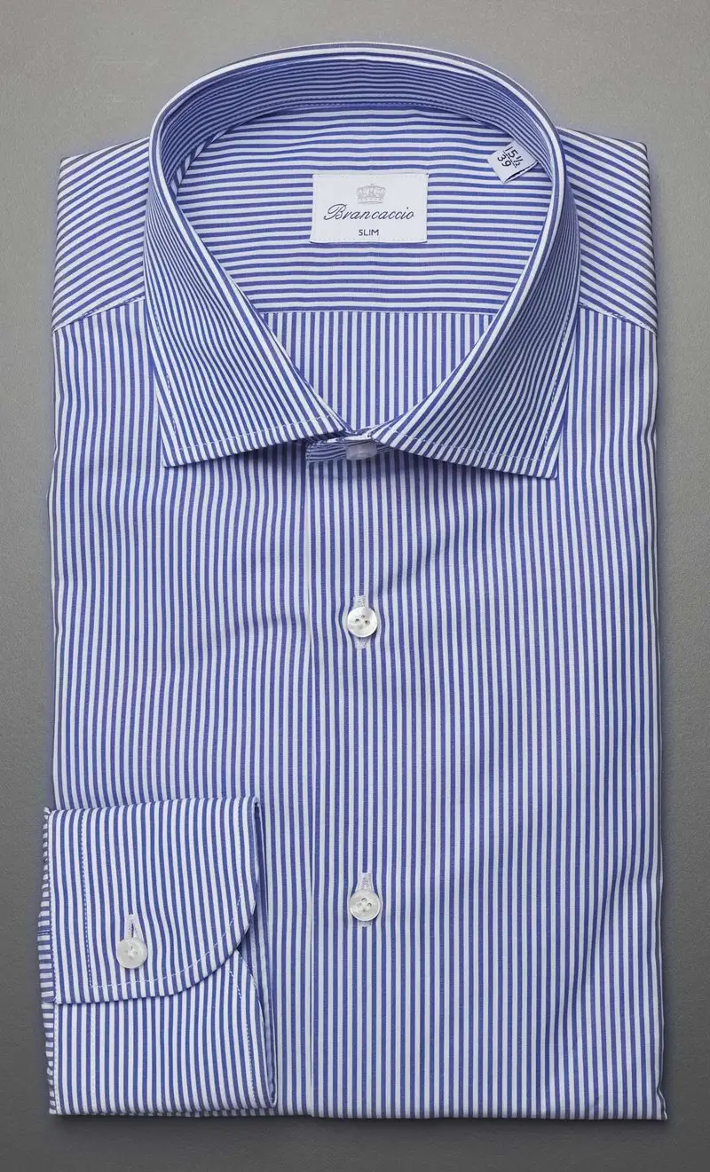 Camicia brancaccio rigata collo giò azzurra, colore azzurro