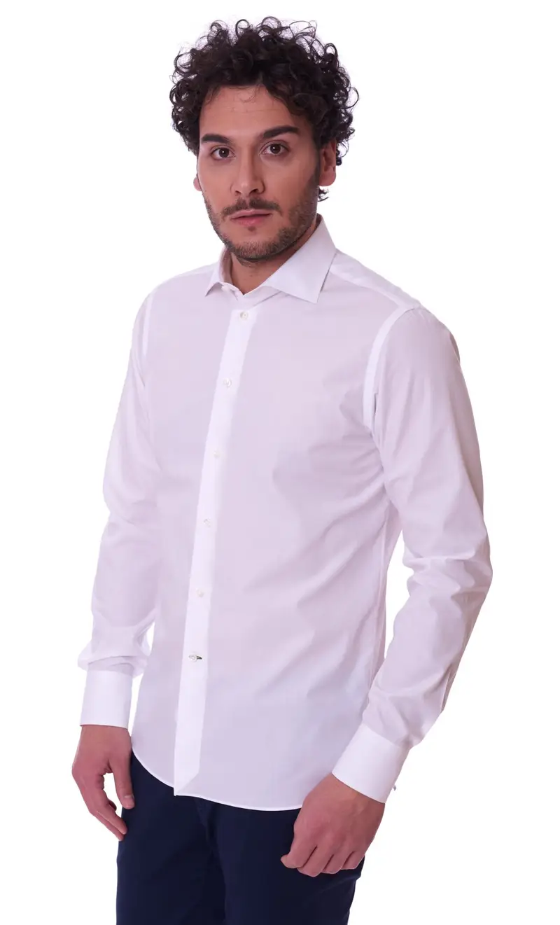 Camicia brancaccio slim fit bianca, colore bianco