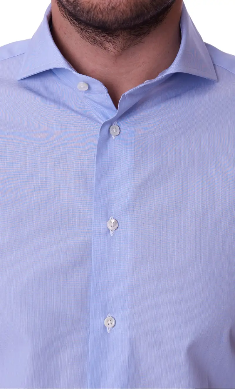 Camicia brancaccio slim fit microriga celeste, colore celeste miniatura 2