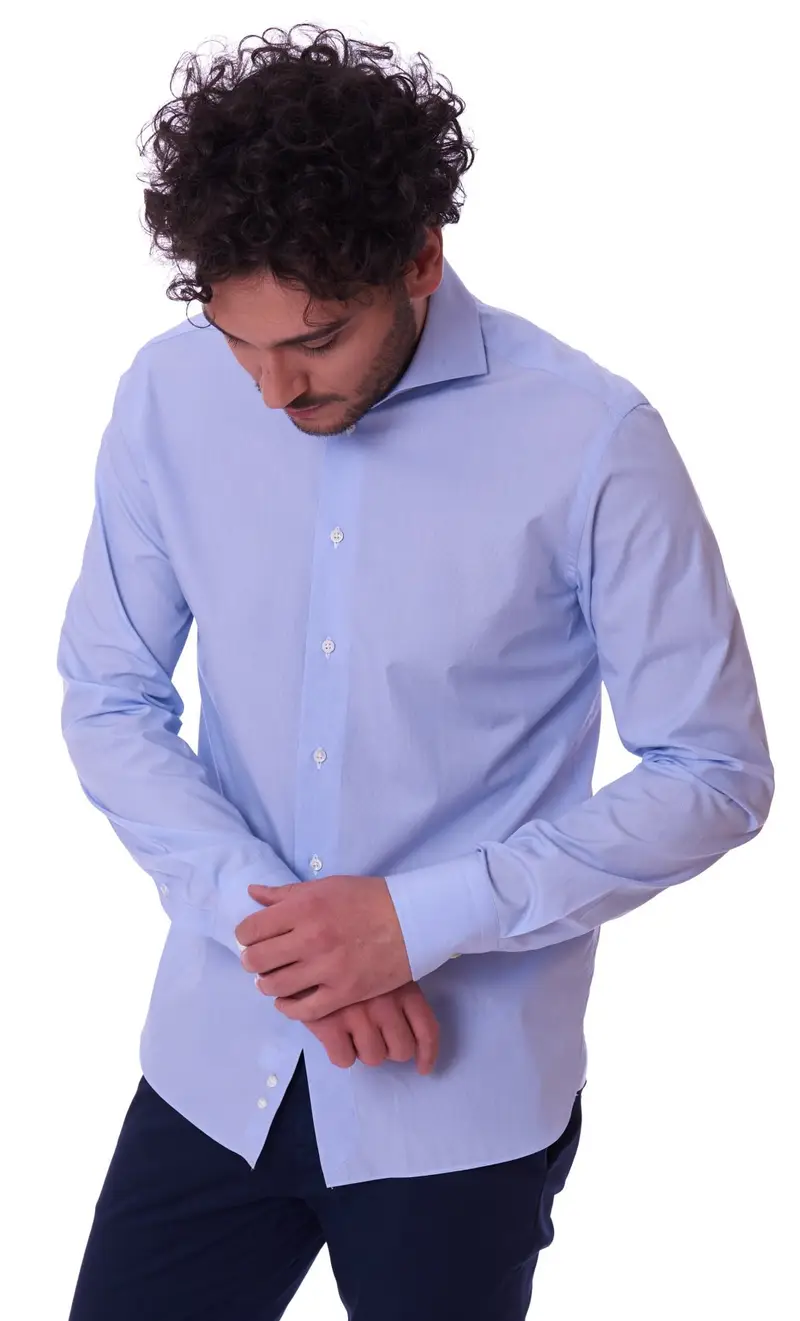 Camicia brancaccio slim fit microriga celeste, colore celeste