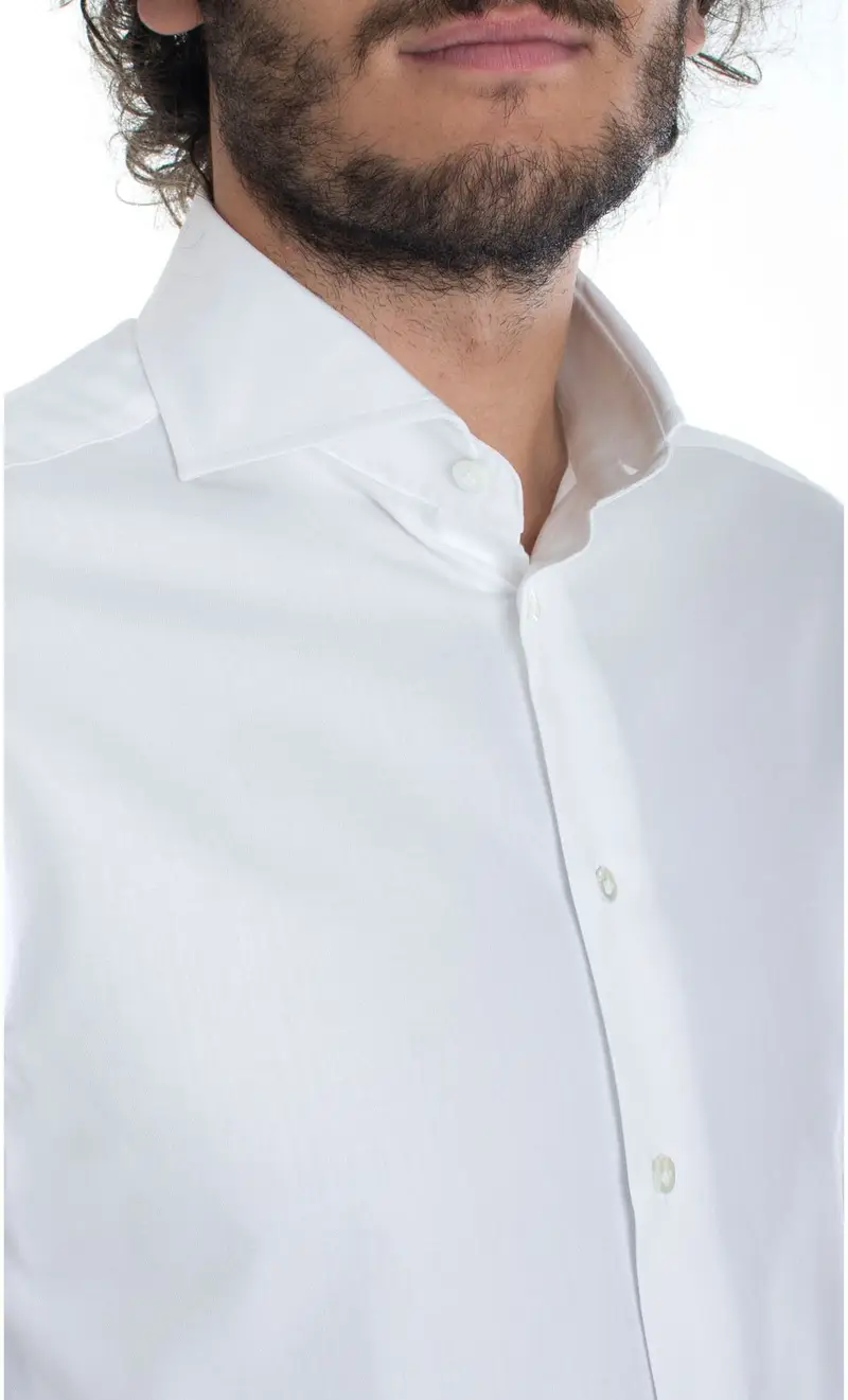 Camicia collo meli slim fit, colore bianco miniatura 2