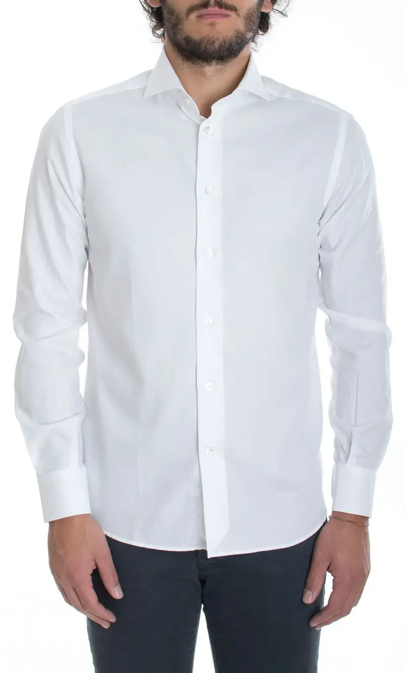 Camicia collo meli slim fit, colore bianco