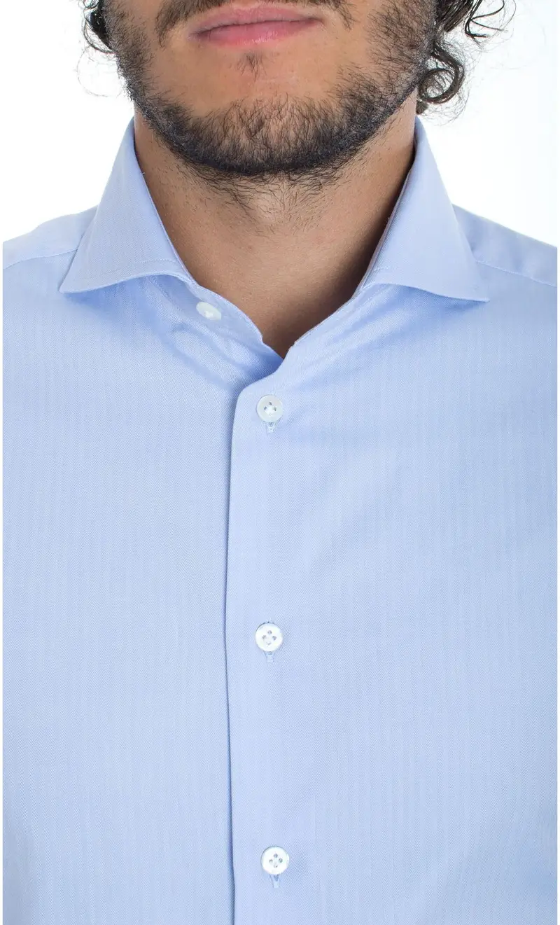 Camicia collo meli slim fit, colore celeste miniatura 2