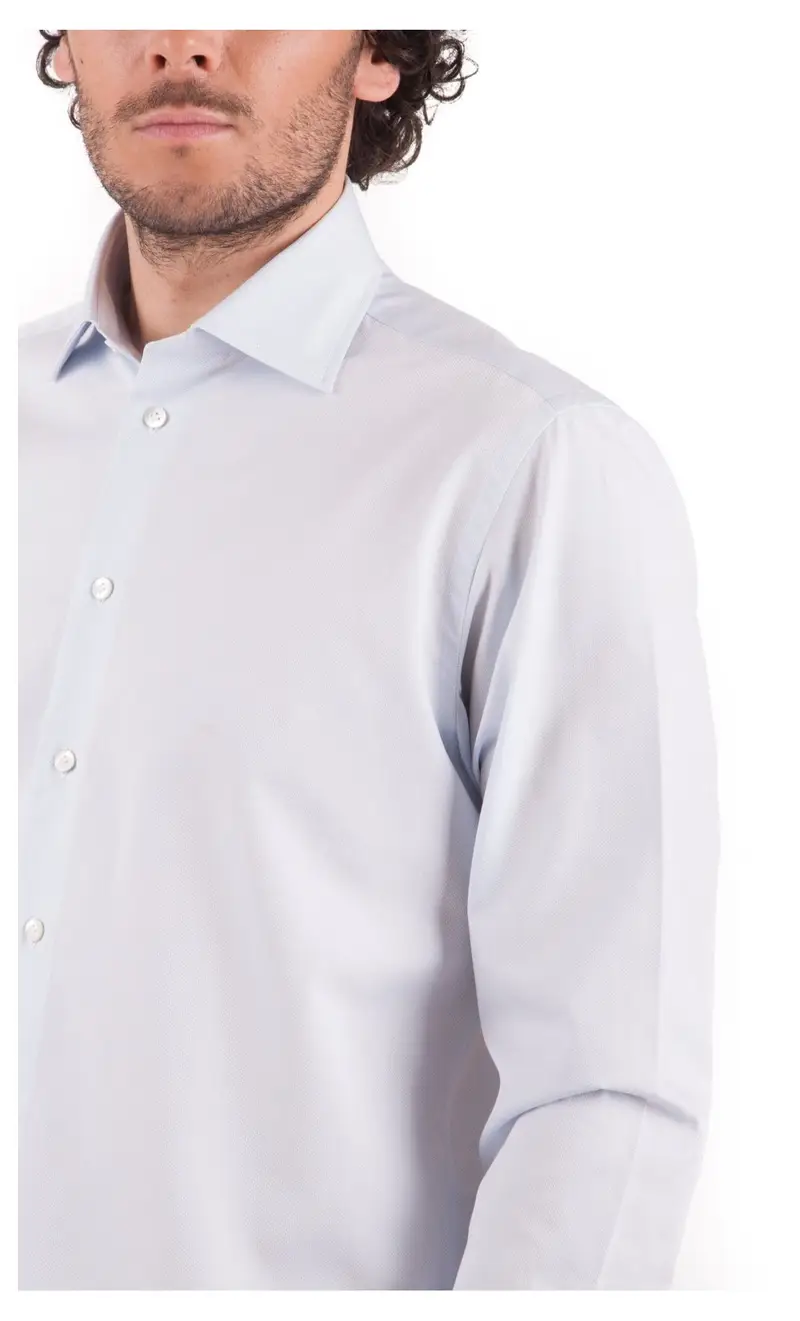 Camicia microfantasia pitt slim fit, colore celeste miniatura 2