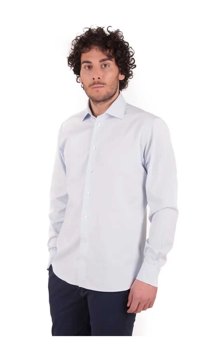 Camicia microfantasia pitt slim fit, colore celeste