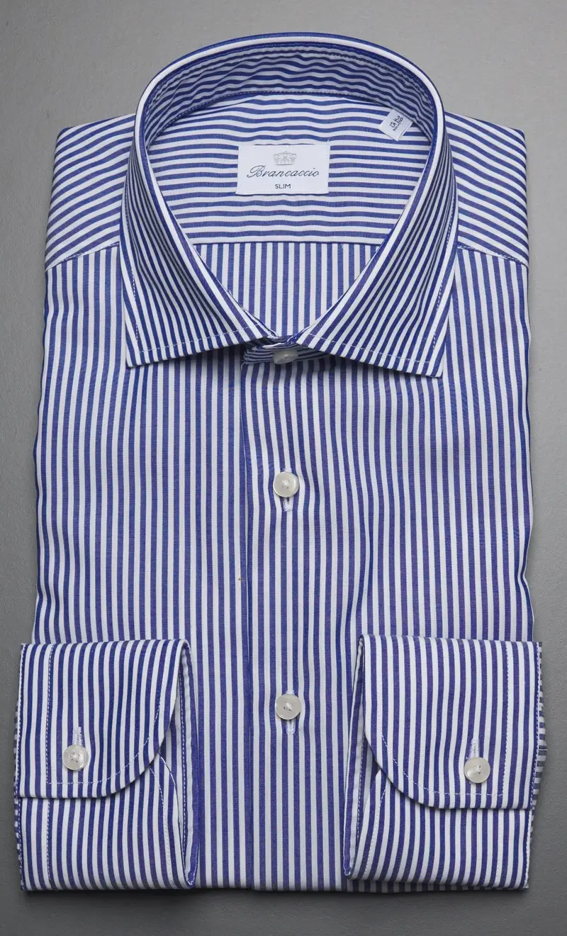 Camicia riga larga brancaccio in puro cotone no stiro - celeste, colore blu
