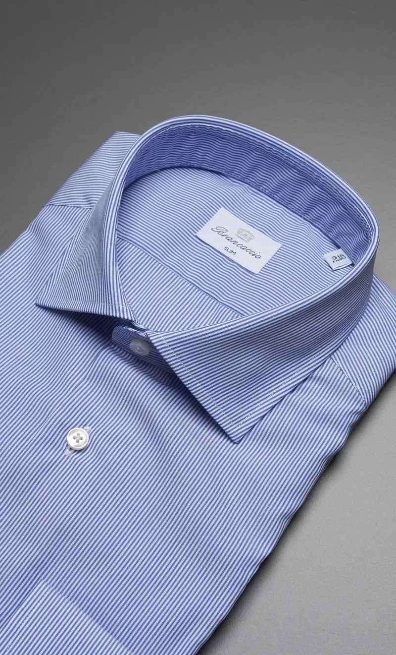 Camicia riga stretta brancaccio in puro cotone no stiro - celeste, colore celeste miniatura 2