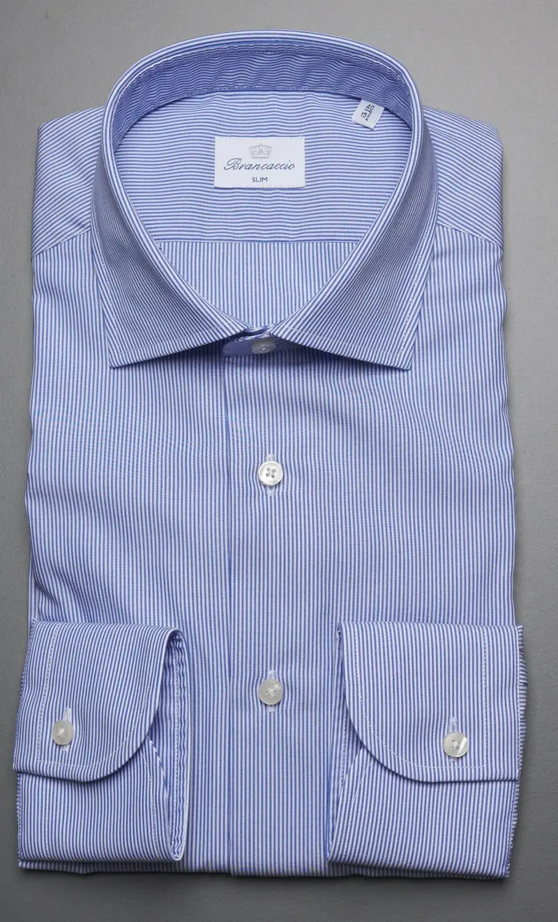 Camicia riga stretta brancaccio in puro cotone no stiro - celeste, colore celeste