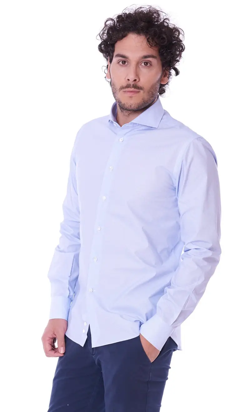 Camicia stampata slim fit, colore celeste