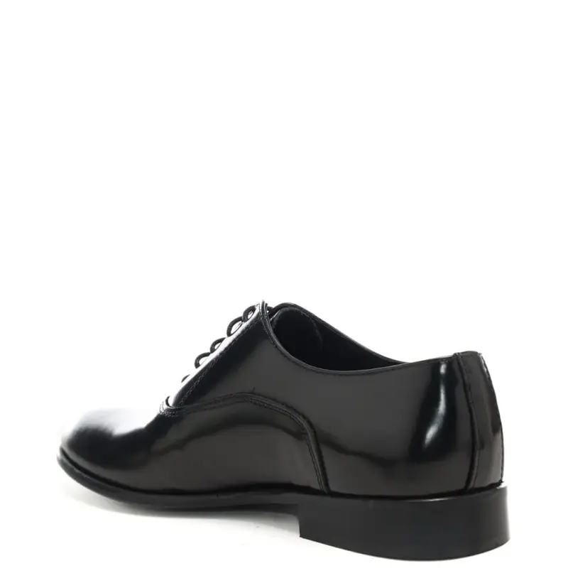 scarpe da uomo in pelle con lacci e cinque occhielli neri miniatura 3