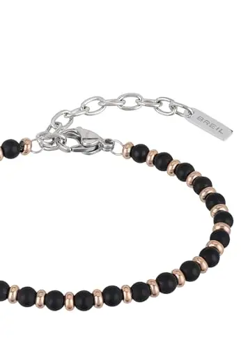 Breil, Collezione Black Onyx, Bracciale Uomo di Ispirazione Nautica, con Sfere in Onice Nero e Acciaio IP Rose, Pratica miniatura 2