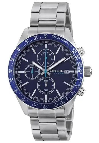 Breil, Collezione Fast, Orologio Uomo, Cronografo Uomo, con Cassa in Acciaio, Lunetta in Alluminio Blu con Dettagli