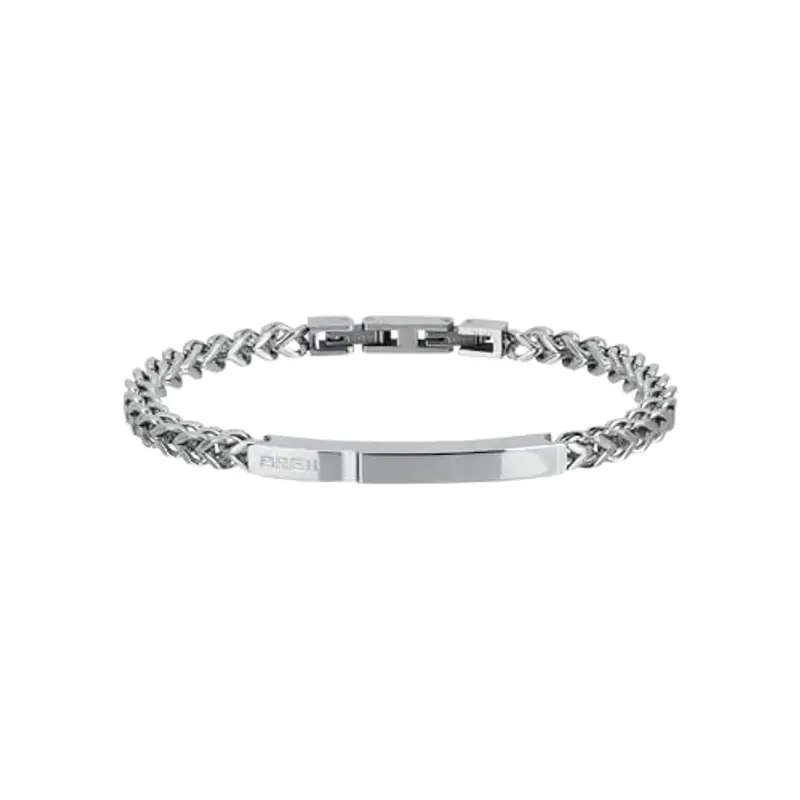 Breil, Collezione Groovy, Bracciale da Uomo, Gioiello in Acciaio Lucido Specchiato, con Catena a Maglie Fitte, Pratica Chiusura a Moschettone, Idee Regalo Uomo, Lunghezza Regolabile 21-22 cm, Silver