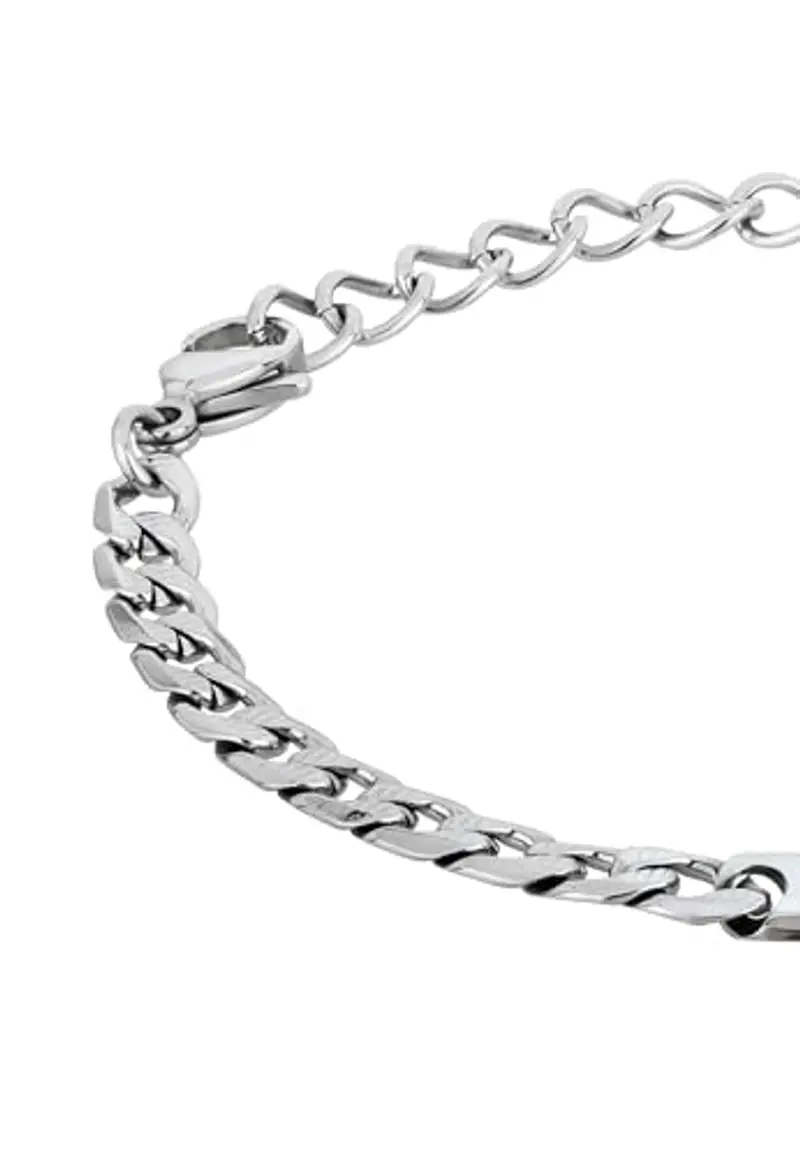 Breil, Collezione Groovy, Bracciale da Uomo, Gioiello in Acciaio Lucido Specchiato, Pratica Chiusura a Moschettone, Idee Regalo Uomo e Ragazzo, Lunghezza Regolabile 21-22 cm, Silver miniatura 2