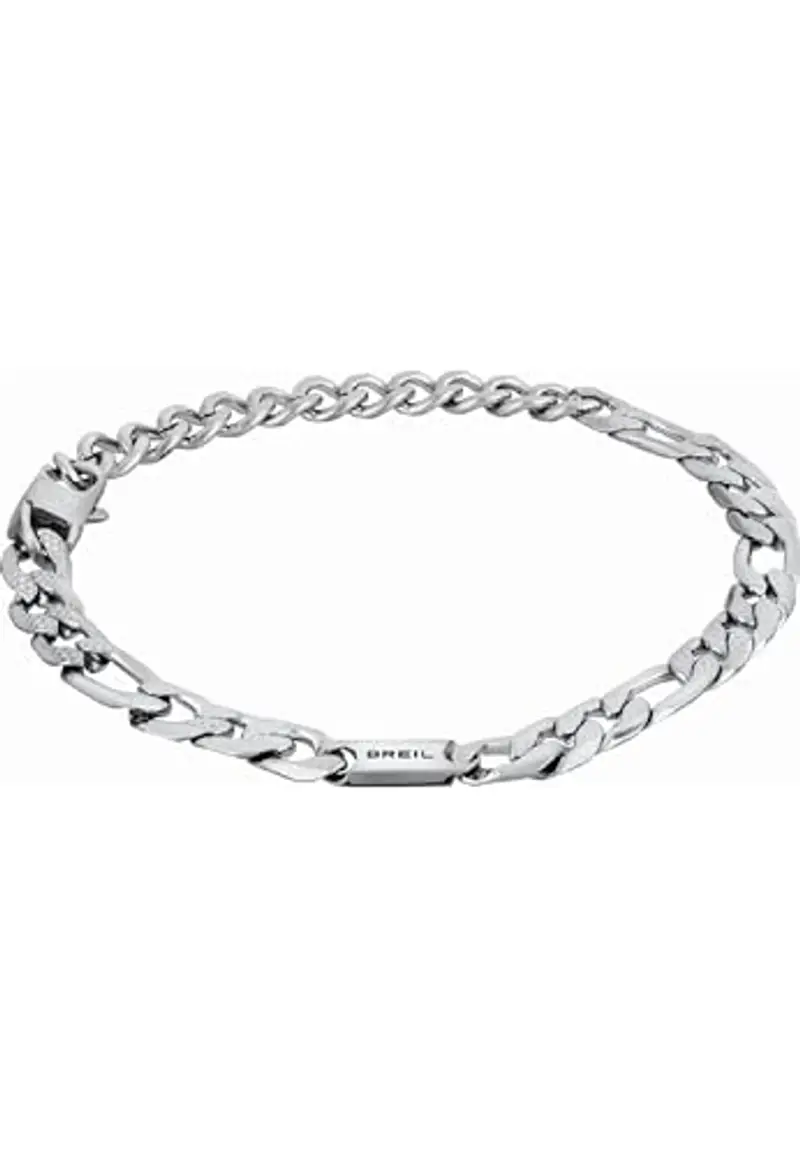 Breil, Collezione Groovy, Bracciale da Uomo, Gioiello in Acciaio Satinato, Pratica Chiusura a Moschettone, Idee Regalo Uomo e Ragazzo, Taglia Unica 21 cm, Silver