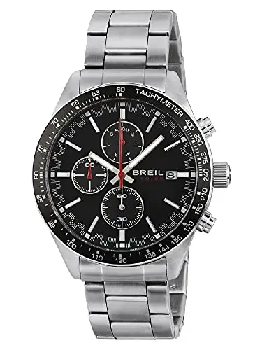 Breil Orologio Uomo Fast quadrante Mono-Colore Nero Movimento Chrono Quarzo e Bracciale Acciaio Argento EW0461