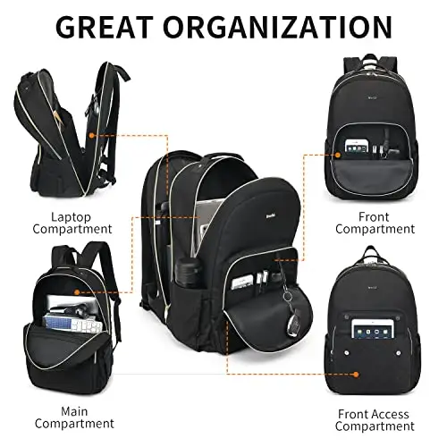 Breold Zaino PC 15, 6 Pollici, Donna Ragazza, Scuola Media, Superiore per Studio Universitario, Lavoro, Ufficio, con miniatura 2