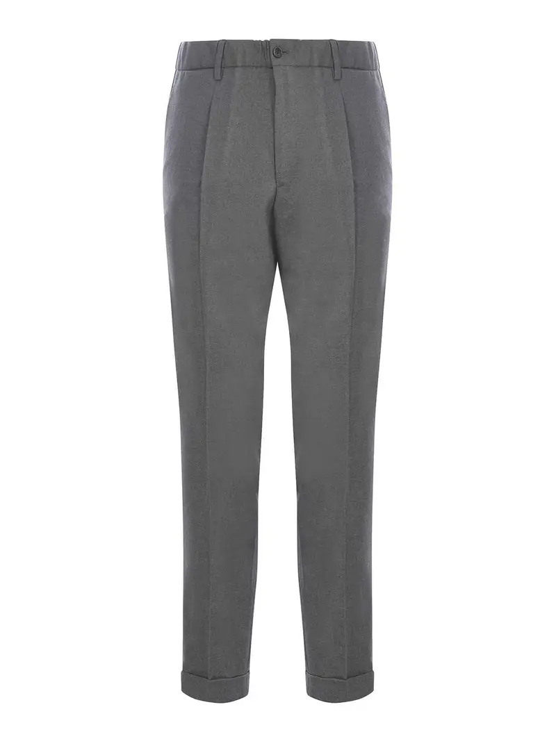 Pantaloni In Lana Vergine Stretch Grigio Chiaro
