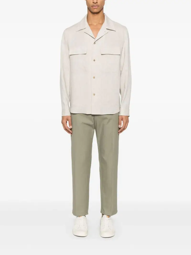 Camicia John beige lino miniatura 2