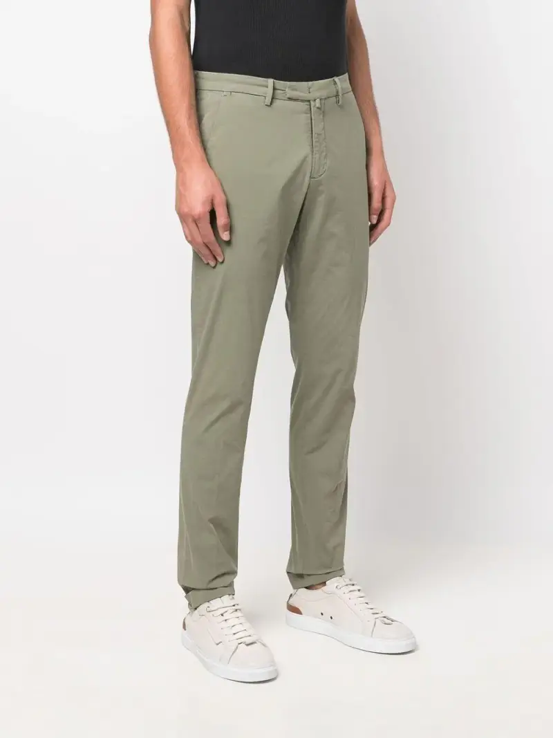 Pantalone in tinta unita cinque tasche verde miniatura 2