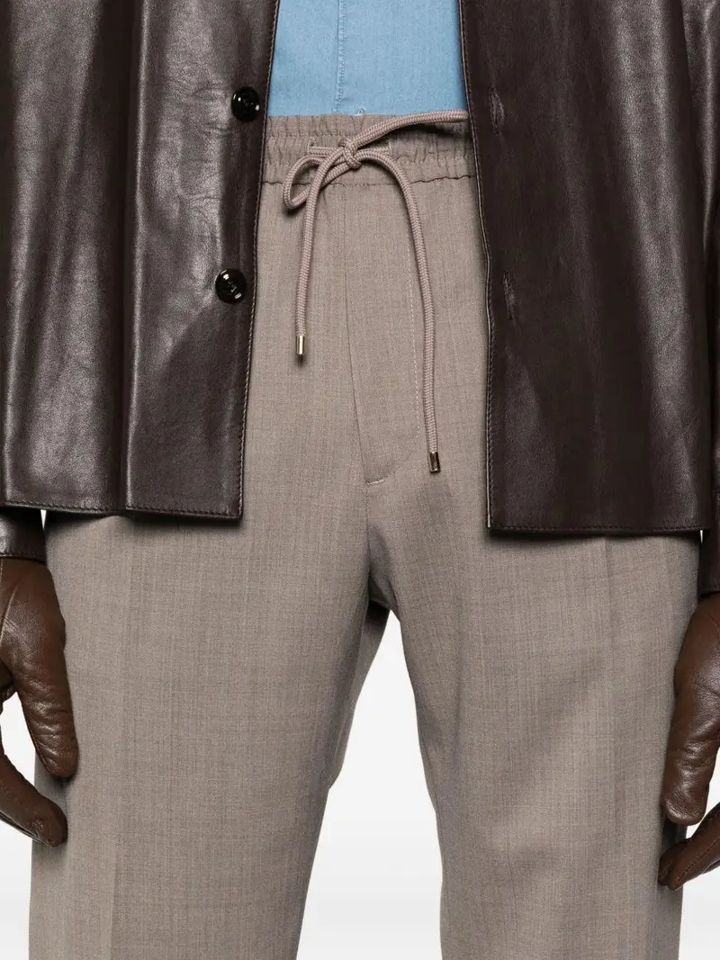 Pantaloni Dritti con Coulisse Beige miniatura 2