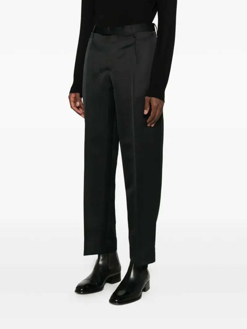 Pantaloni Dritti con Pieghe Nero miniatura 2
