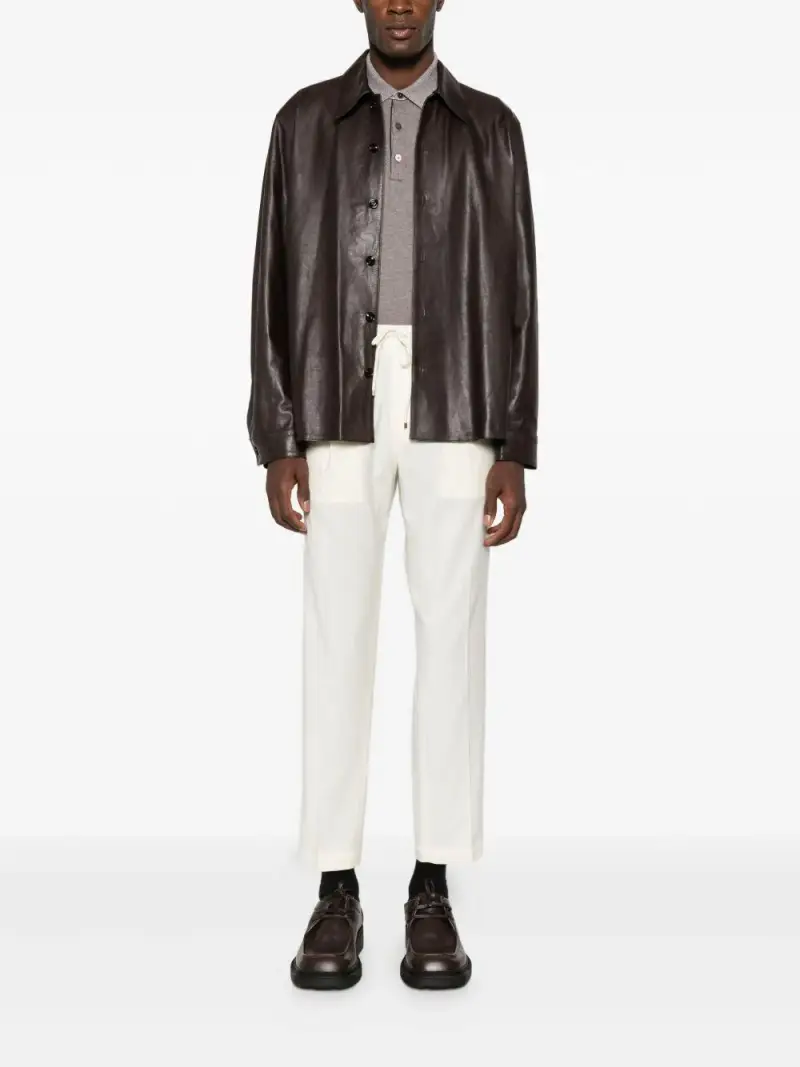 Pantaloni Dritti con Vita Elasticizzata e Coulisse Panna miniatura 2