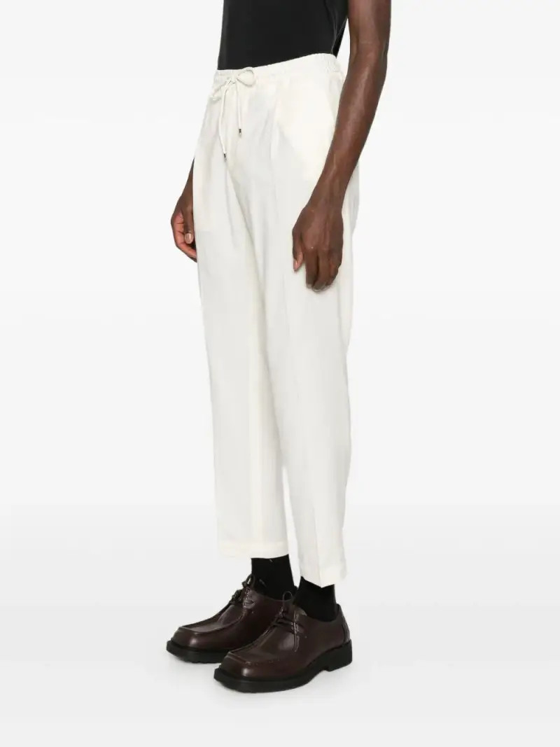 Pantaloni Dritti con Vita Elasticizzata e Coulisse Panna miniatura 3