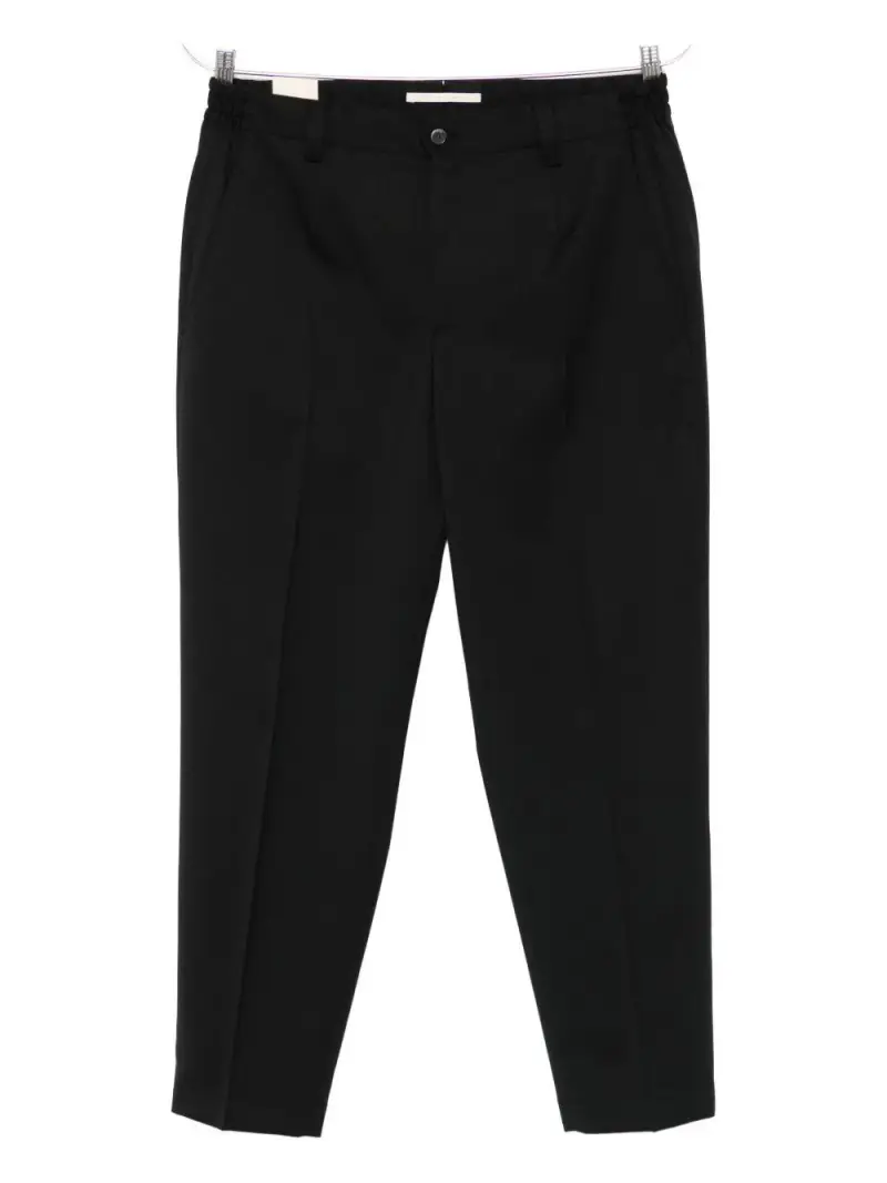 Pantaloni Dritti Neri con Pieghe Nero