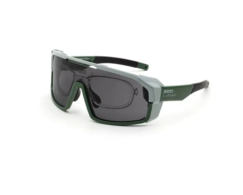 Briko Unisex Y9D Load Modular Green Military Geyser A0H Occhiali da sole Plastica Grigio Grigio Maschera Normale