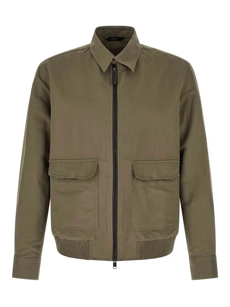 Blouson in lino e cotone Verde
