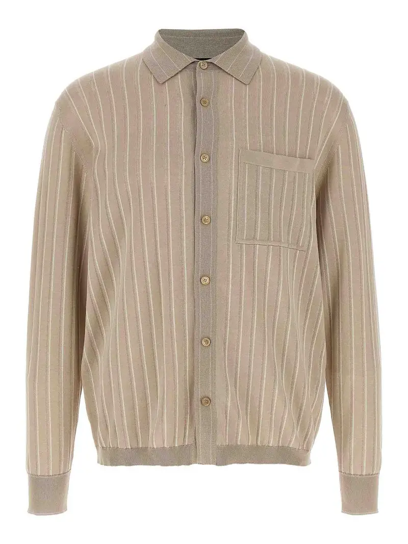Camicia lavorata a maglia Beige